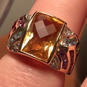 Multi Gemstone Ring - Size 7 - 14k Gold